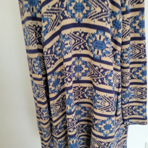 NEW Lucky Brand Scarf Print Cardigan Shawl Collar Open Blue Women Large - Picture 9 of 12